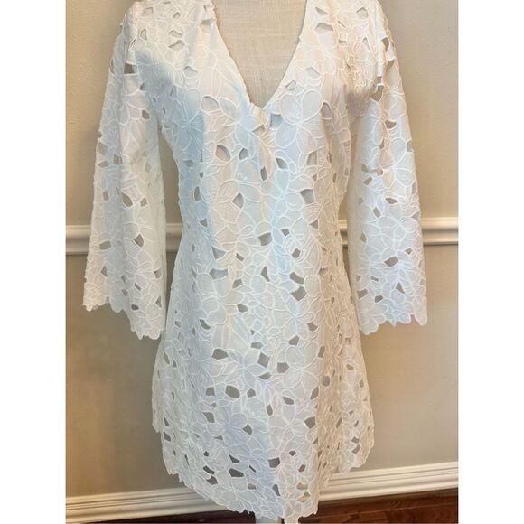 Cara Cara annabelle dress scalloped floral eyelet white size small NWT - Picture 6 of 11